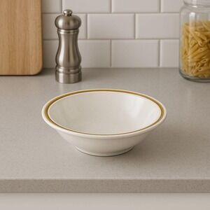 Design Four Stoneware Serving Bowl Brown Rim Made in Japan 9"